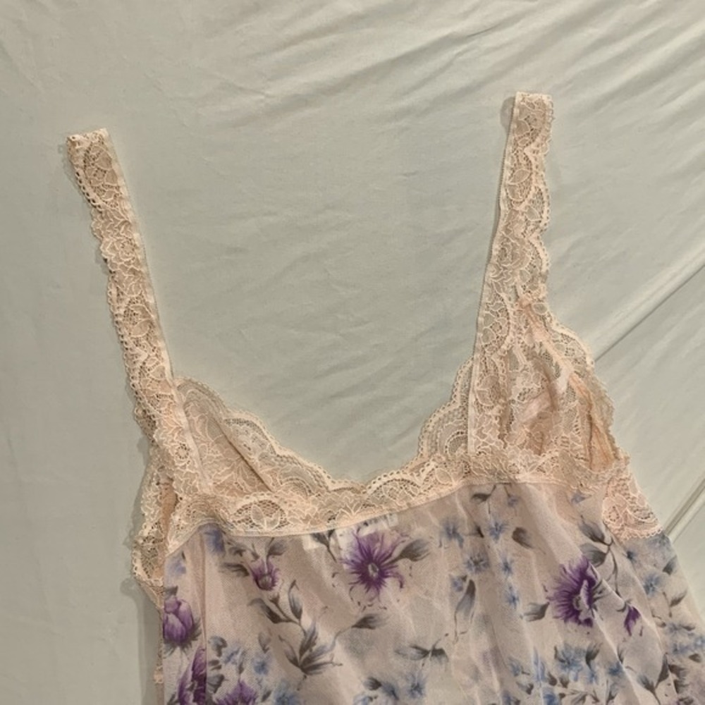 Vintage Victoria's Secret Floral Lace Babydoll Top M/L Y2K Cottagecore Lingerie - Picture 9 of 12